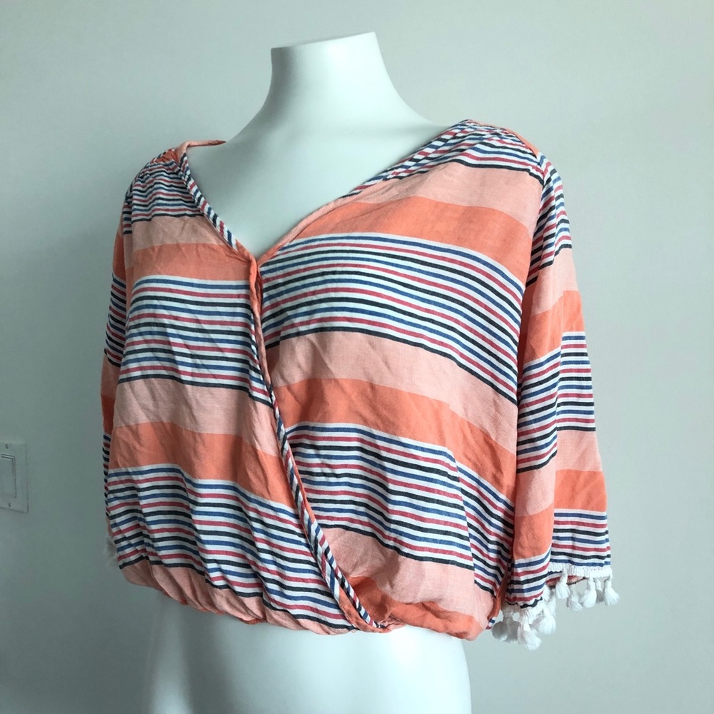 Lavender Field | Striped crop top | Tassels | M - Picture 1 of 7